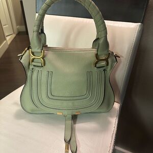 Chloe Sage Green Satchel with Gold Accents
